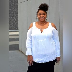 DR2 White Cold Shoulder Blouse